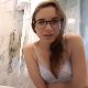A pretty German girl wearing glasses speaks to the camera, then bends over in front of a toilet while shitting and pissing. Poo and pee action is clearly seen. Presented in 720P HD. About 4 minutes.